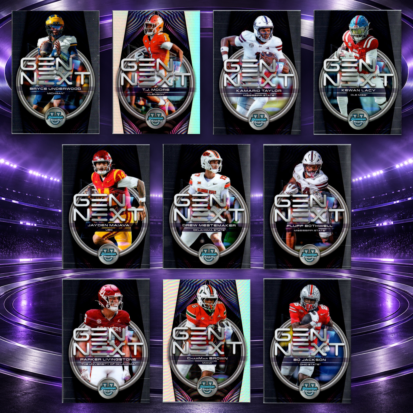 2026 Bowman Chrome U Football Gen Next Pick Your Card Underwood Taylor Refractor